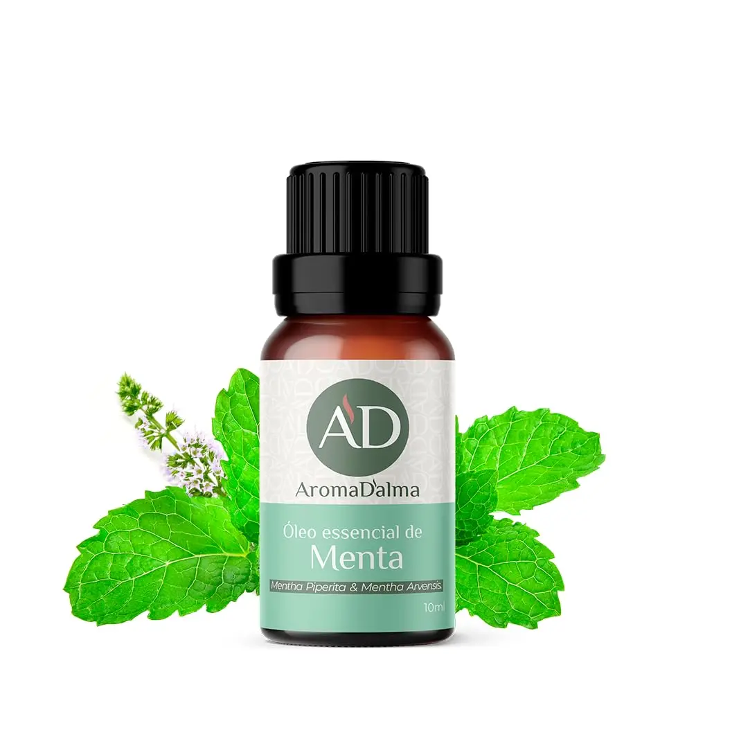 Óleo Essencial De Menta 100% Puro - 10ml - Ideal Para Difusor, Aromaterapia e Cuidados Com o Corpo I Aroma Mentolado e Refrescante I Aroma D'alma