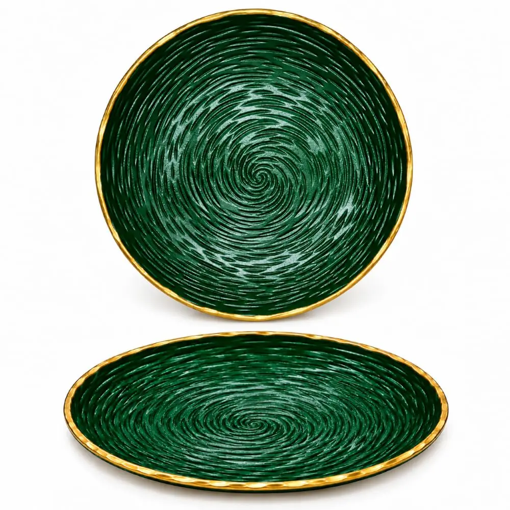 Centro de Mesa Bandeja Decorativa Redonda MDF 30cm Pintura Especial (Verde) | Ideal para sala, lavabo, aparador, festas e ocasiões especiais - 1