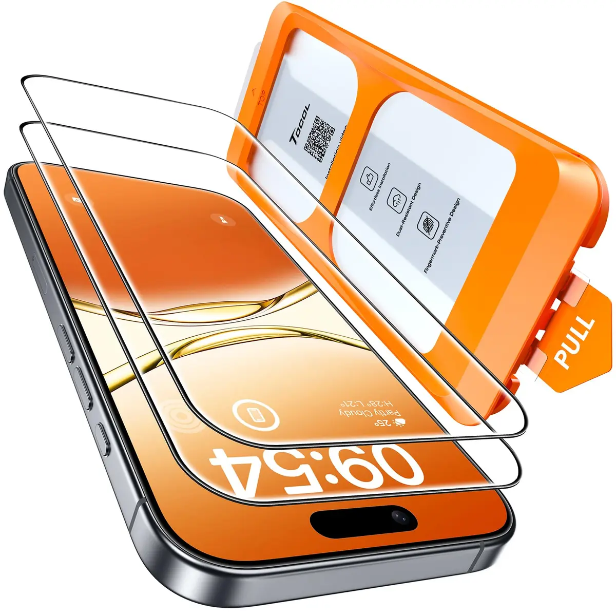 TOCOL Película para iPhone 17 6.3", Instalación Fácil sin Burbujas | Vidro Temperado 9H+, Proteção Militar Antiestilhaço 8 pés, Cobertura Total das Bordas, Compatível com Capas, HD, 2 Unidades