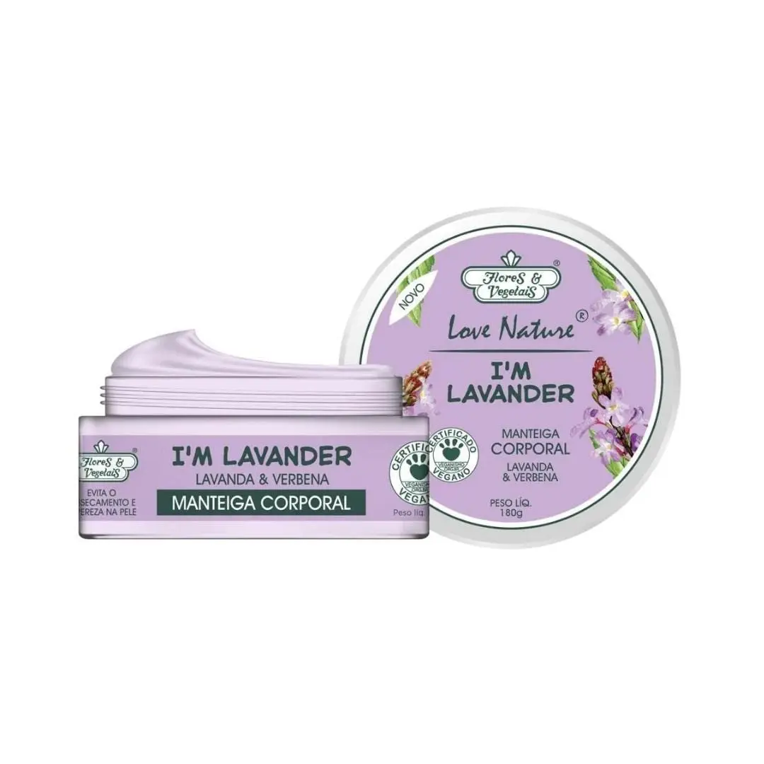 Manteiga Corporal Flores & Vegetais, Lavanda e Verbena, 180g