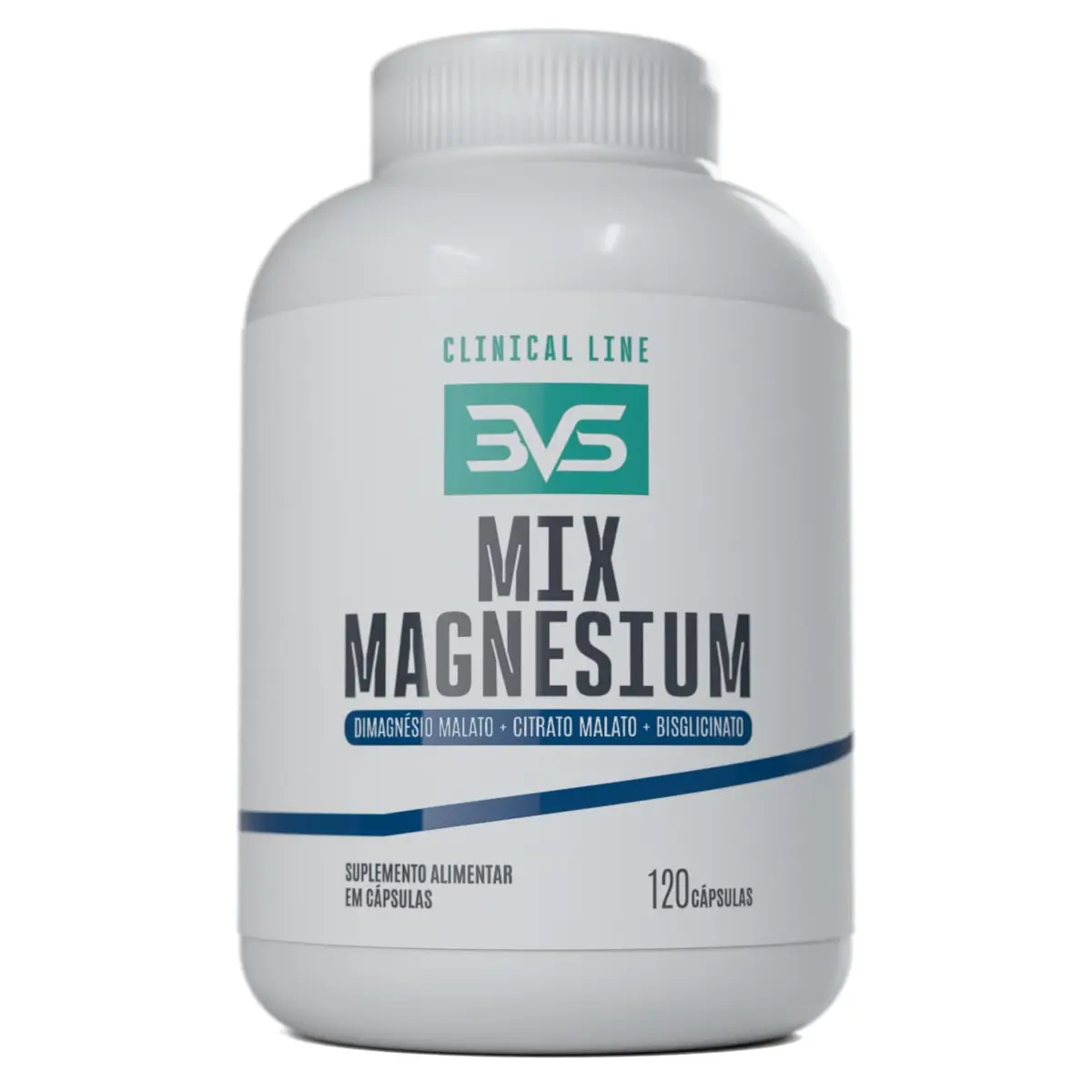 Magnésio 350mg 3VS Nutrition - Mix Dimalato, Bisglicinato e Citrato - 120 Cápsulas