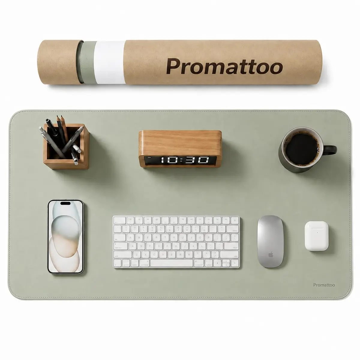 Mouse Pad Grande 80x40 cm, Desk Mat em Couro Sintético com Caixa Presente | Superfície lisa, base antiderrapante, resistente a respingos e fácil de limpar, para teclado e notebook, Verde Matcha