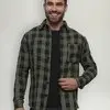 Camisa Social Masculina Manga Longa Flanelada Com Botões - 1