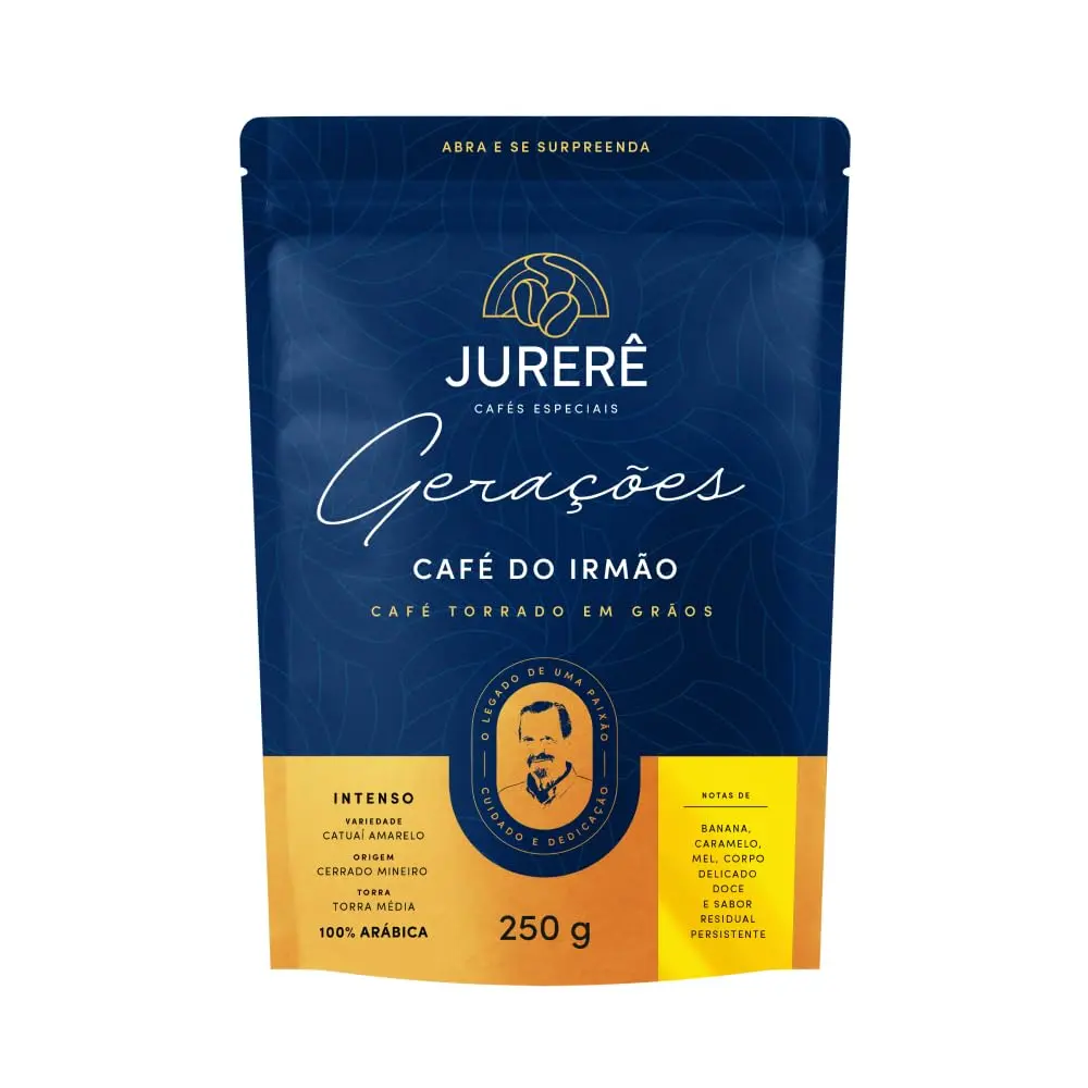 Linha Gerações, Café Do Irmão Torrado Em Grãos 250g, Notas Banana, Caramelo E Mel, Corpo Delicado Doce E Sabor Residual Persistente