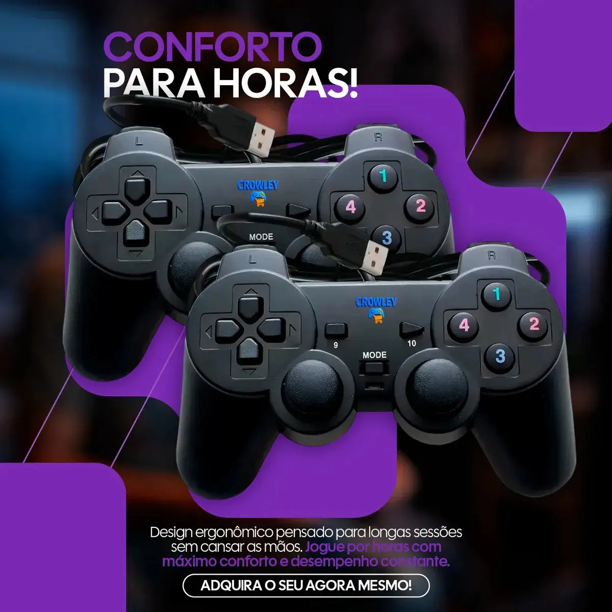 Controle Com Fio Usb Para Pc Tv Manete Joystick - Crowley thumbnail 4