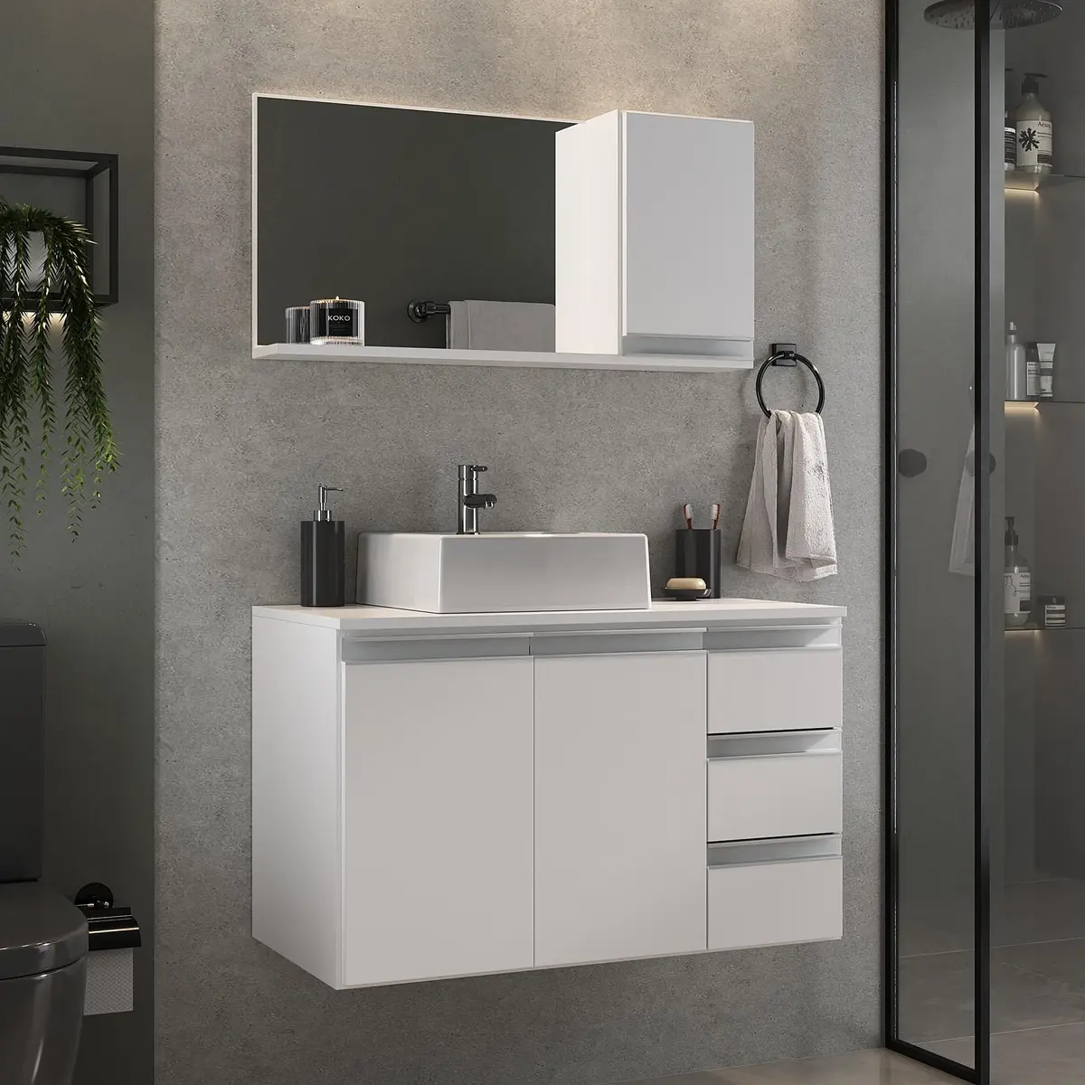 CONJUNTO PRISMA 80CM Branco Inteiro