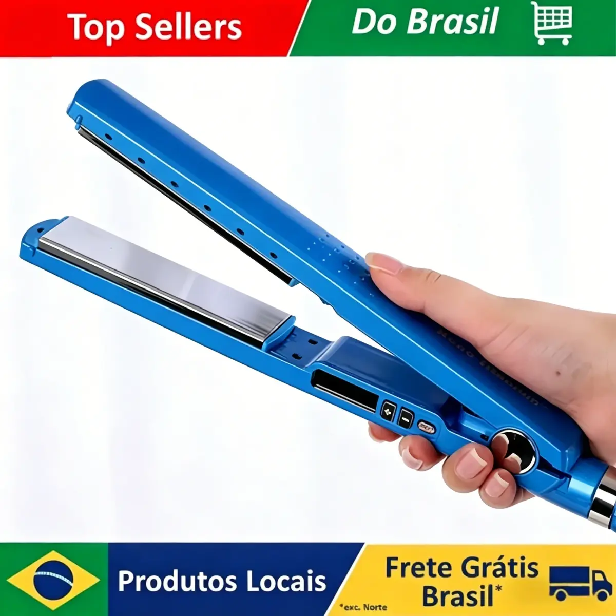 Prancha Alisadora de Cabelo Brasileira Portátil 2 em 1 (Versão Larga e Estreita) com Aquecimento Rápido, Anti-Queimaduras e Display LCD para Uso Doméstico, Salão e Viagem