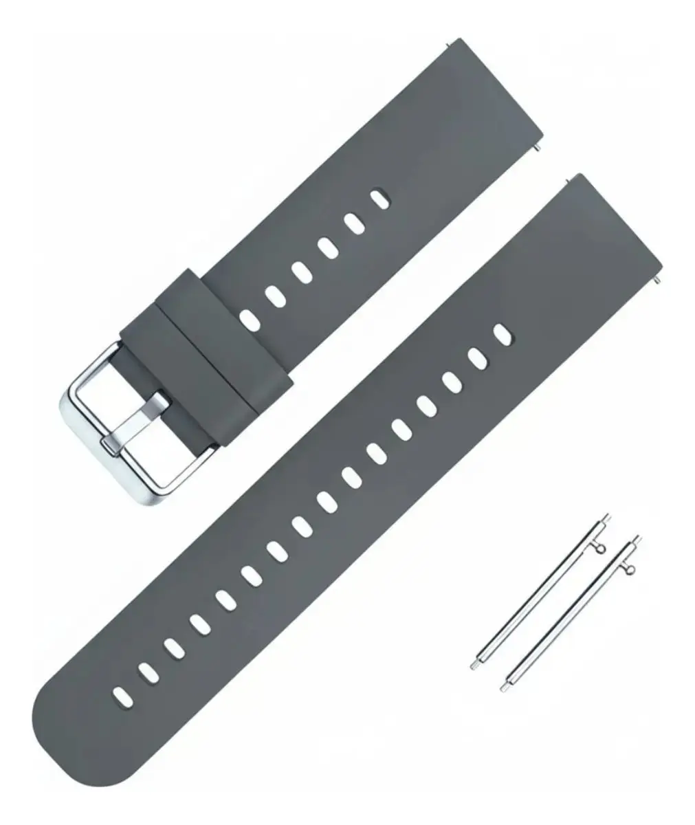 Pulseira 22mm Silicone Wawe Para Relogio Smartwatch C/ Pinos Cor Cinza