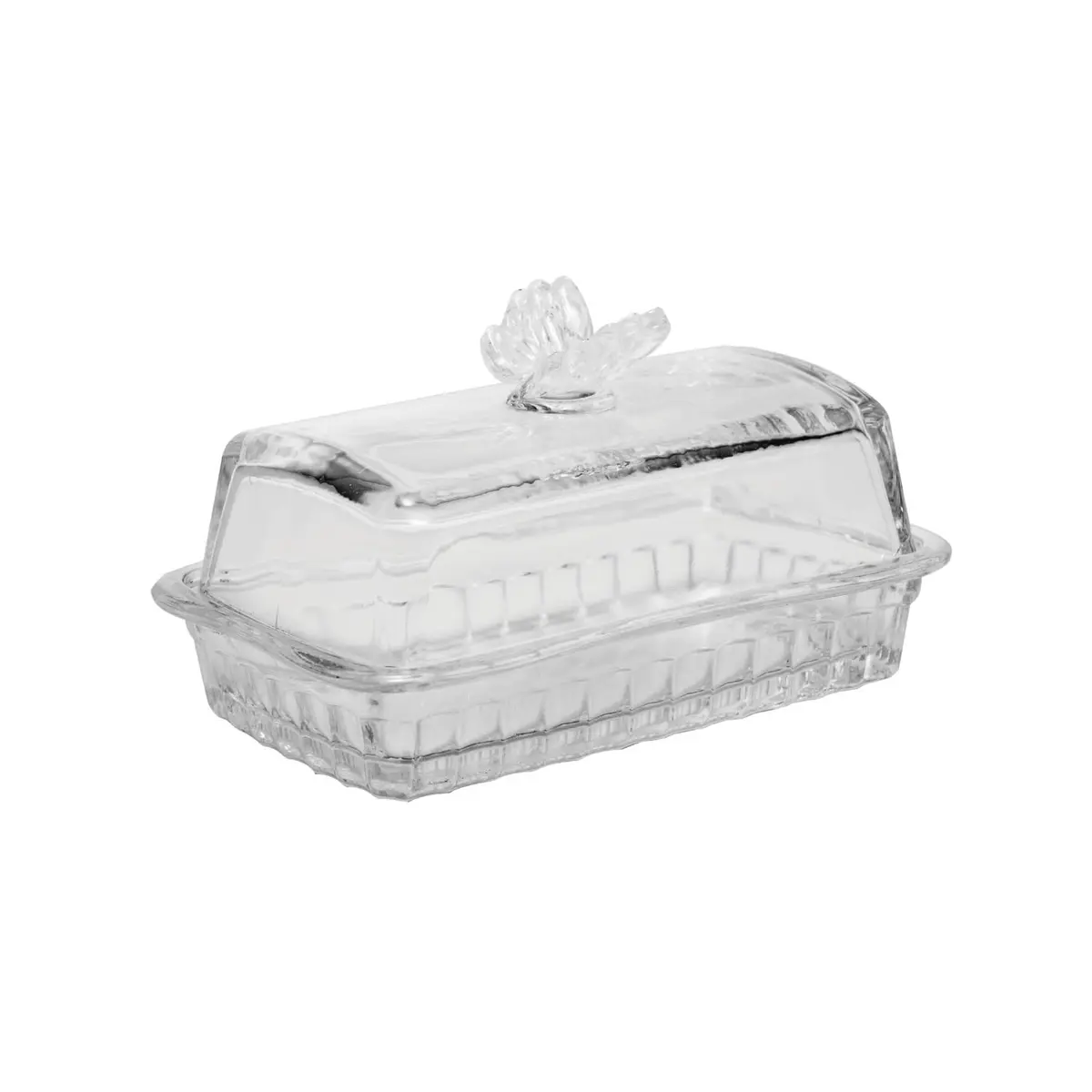WOLFF - Manteigueira de Vidro com Tampa Butterfly 17cm x 10,5cm x 10cm - 1