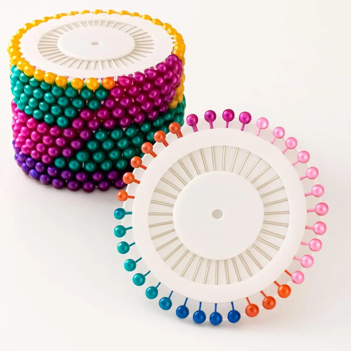 Kit 400 Alfinetes De Costura Com Cabeças Em Pérolas Em Discos Organizadores - 1