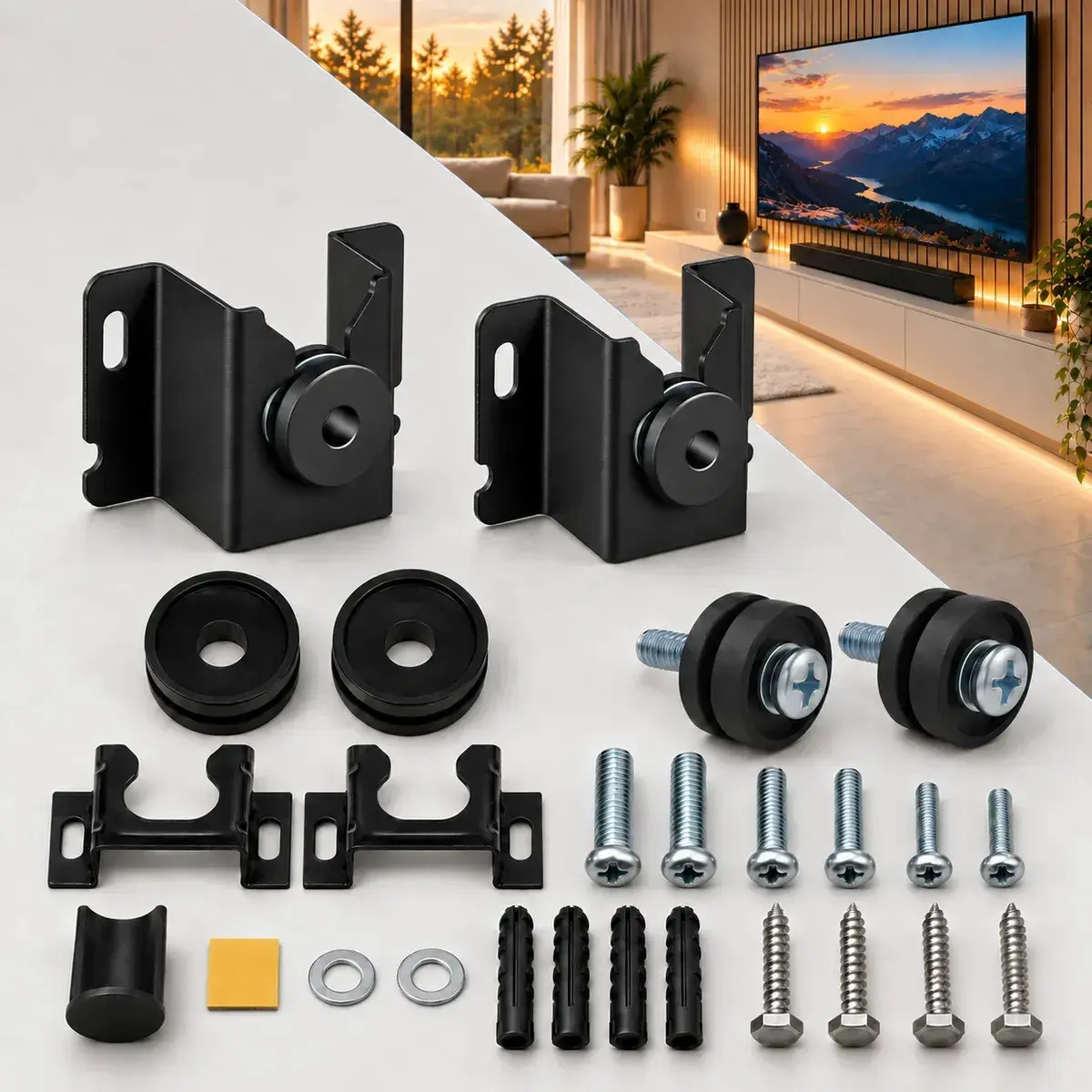 Suporte TV Fixo Universal 10" a 90" Até 40kg - Aço Carbono com Kit de Instalação - 1