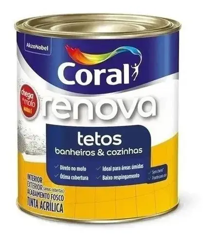 Tinta Coral Renova Tetos Banheiros E Cozinhas 900ml - Branco - 1