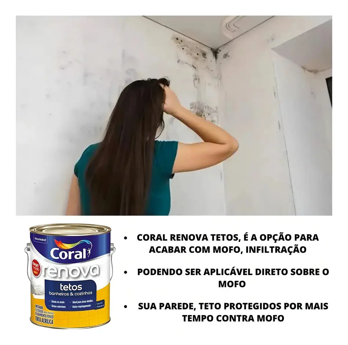 Tinta Coral Renova Tetos Banheiros E Cozinhas 900ml - Branco thumbnail 5