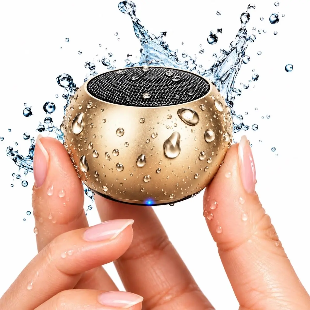 Caixa de Som Bluetooth Portátil Caixinha Pequena 5.0 Recarregável Dourada | Som Alto - Material Liga de Alumínio - Potência 3W - Design Compato Moderno