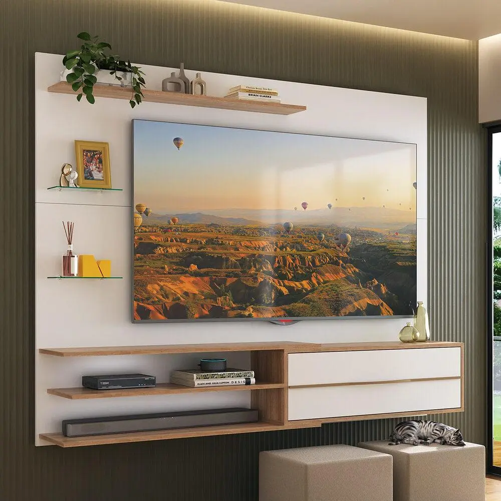 Painel para TV até 65 Polegadas com 1 Porta e Prateleiras Paris Multimóveis - 1