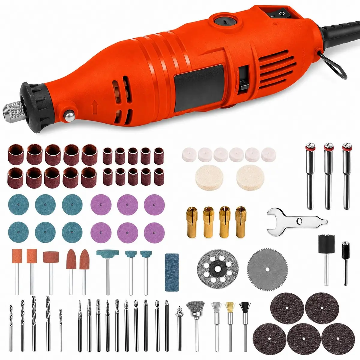 Micro Retífica Elétrica 135W 220V com 87 Acessórios, Mini Retífica com 6 Velocidades de 35000 RPM, Encaixe até 3.2 mm para Cortar, Lixar, Polir e Gravar