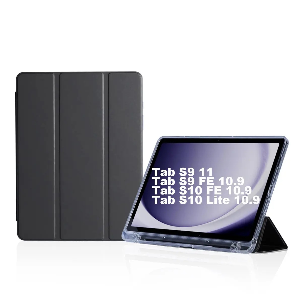 Bettdow Capa tablet Para Samsung Galaxy Tab S10 Lite/ S10 FE 10.9"/S9 FE 10.9"/S9 11", Case Anti Impacto, com suporte para caneta S, Premium Slim,Transparente e portátil flexível (Preto)