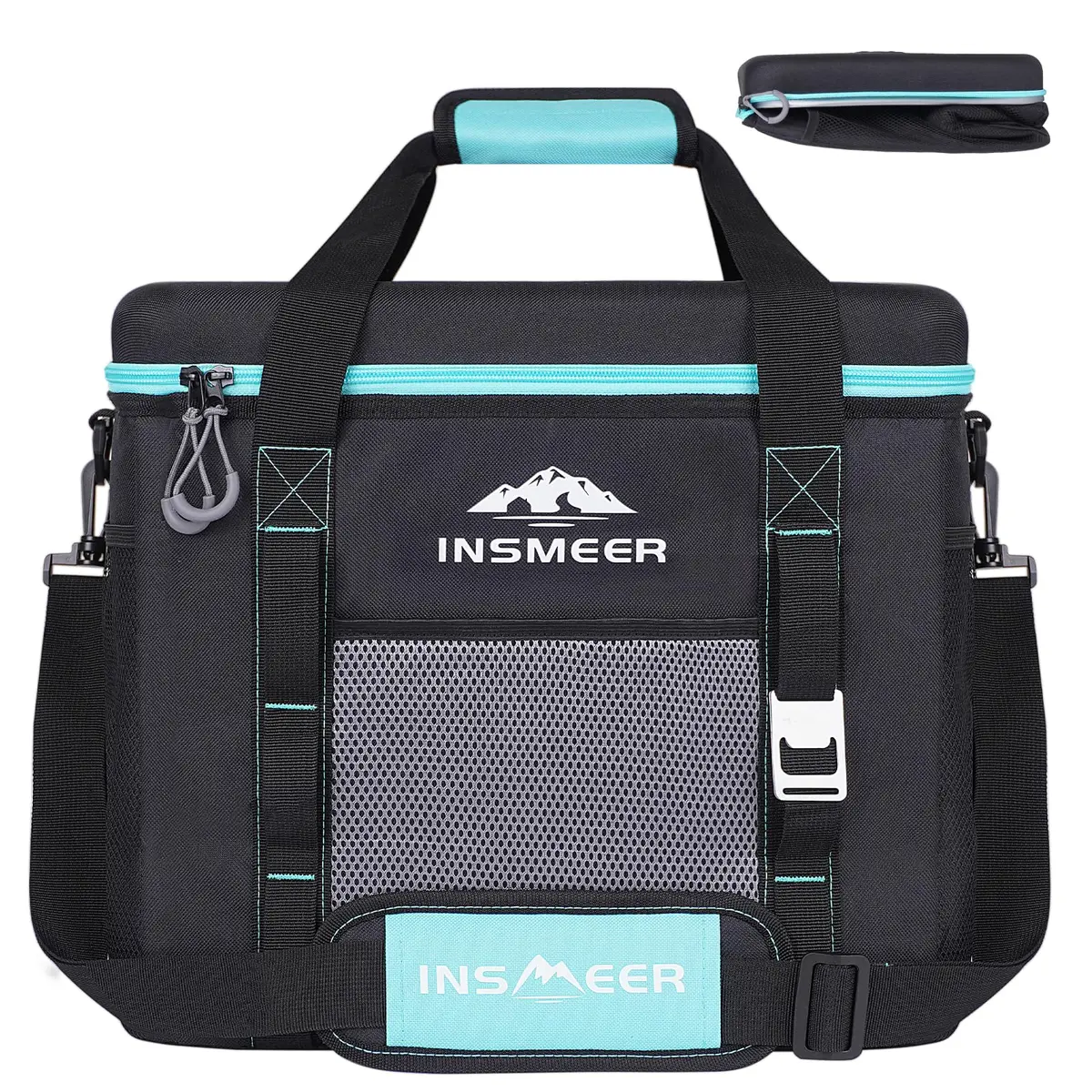 INSMEER 60 Latas/40 litros Hielera Portátil, Bolsa Térmica Aislada, Bolsa de Refrigeración pequeña con Correa para el Hombro, Plegable Fugas enfriadores portátiles para Camping