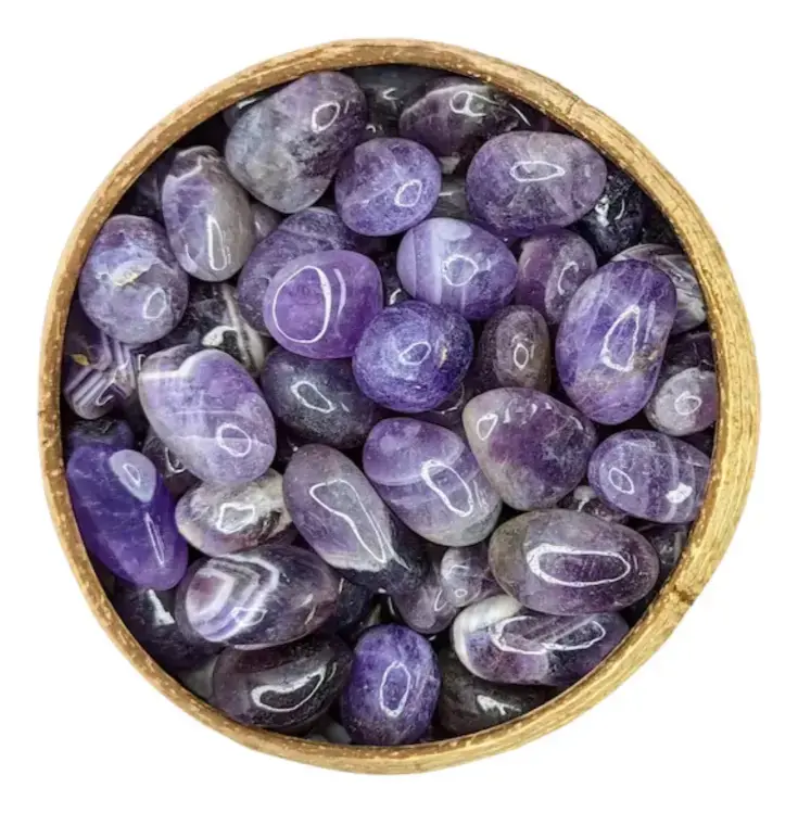 Cristal Ametista Rolada 200g Pedras Semipreciosas Naturais Violeta Kit 35 Unidades