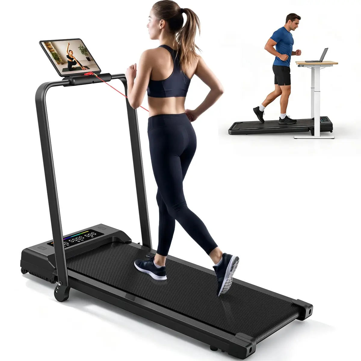 Esteira Ergométrica Elétrica Dobrável, Ajuste de Inclinação em 3 Níveis | 2.5hp, Com Amortecimento Duplo, Design Antiderrapante, Tela LED, Controle Remoto, 45dB, 120kg, 10km/h