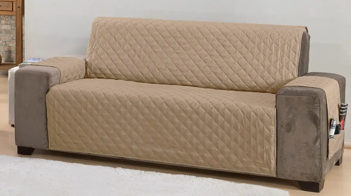 Protetor de Sofá Classic 2 Lugares Padrão Matelado Face Única Cáqui