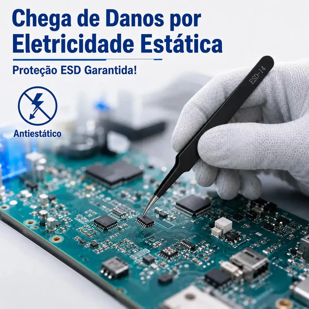 Kit 10 Pinças Antiestáticas Jogojunto ESD Eletrônica Solda thumbnail 10