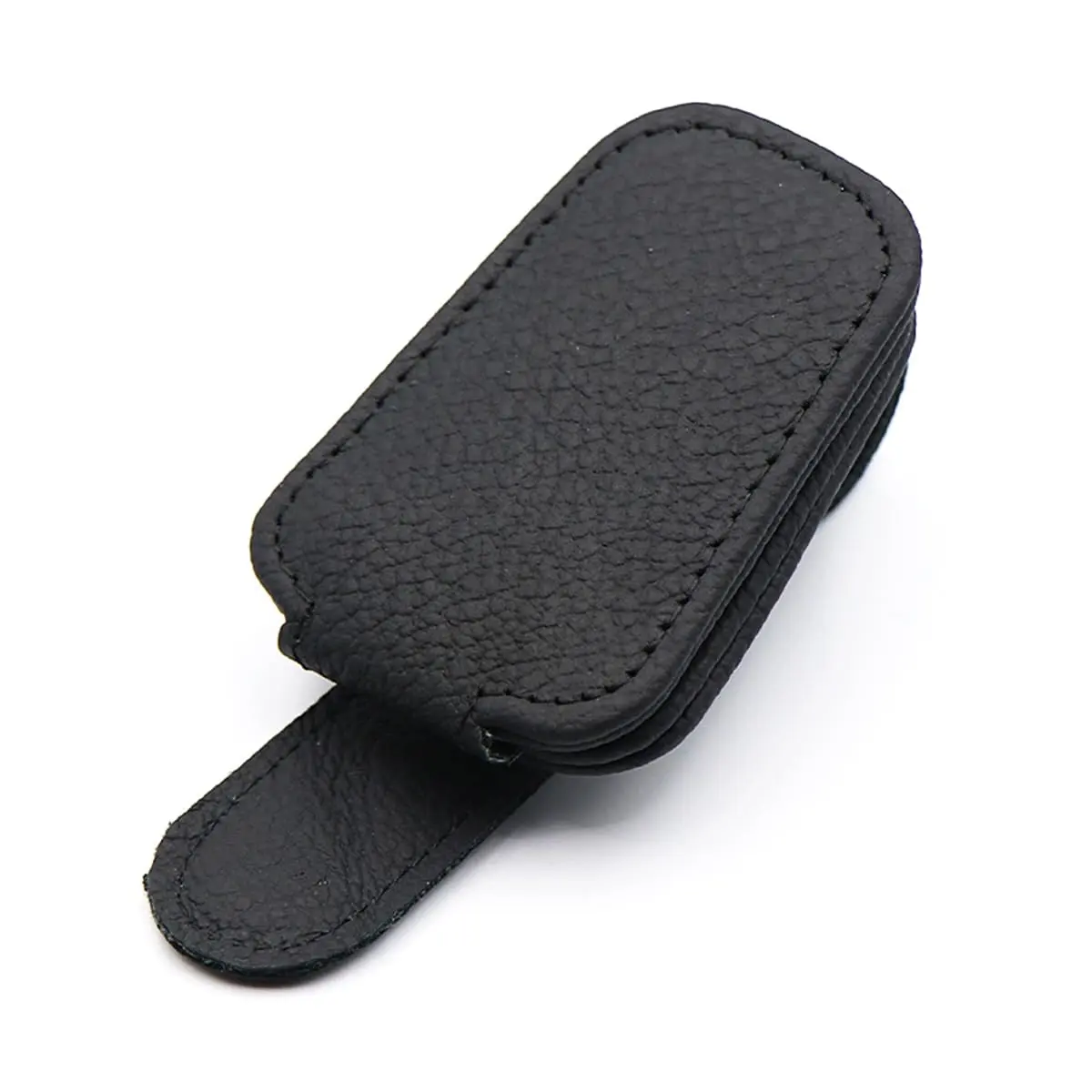 Suporte de Óculos para Carro Porta Óculos Veicular Viseira Quebra Sol Clip Magnético Couro PU (PRETO)