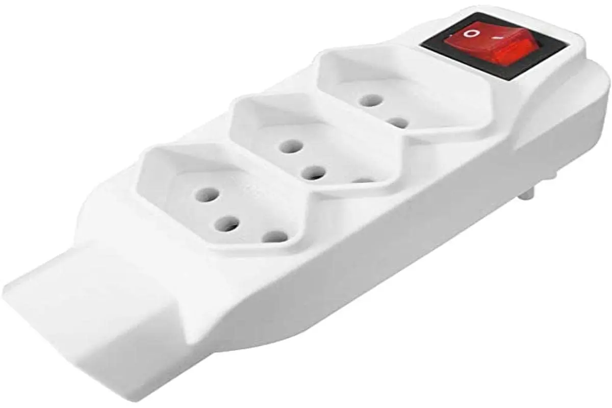 DNI, 7013, Adaptador Univ. 4 Tom. 2P+T com Interruptor Liga/Desliga, Multicor