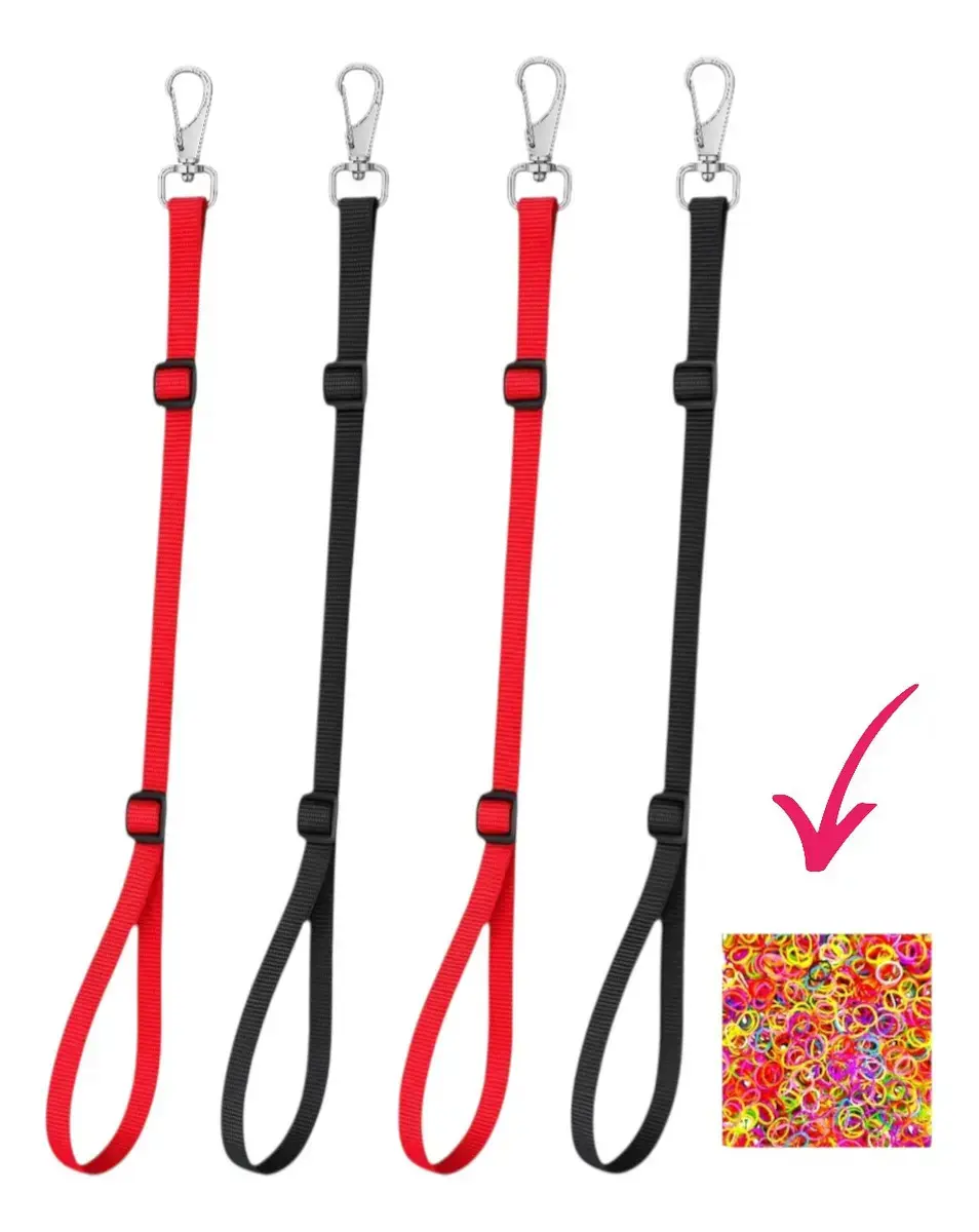 Guia De Contenção Banho E Tosa Para Mesa e Banheira Kit 04 Unid TOP10PET Mix Vermelho Preto