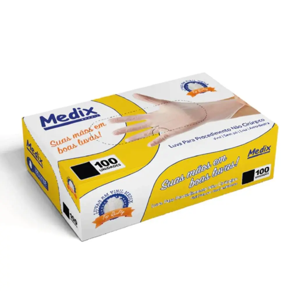 Medix Luva Vinil Saúde Sem Pó Brasil Tamanho Gg - Caixa Com 100 Unidades
