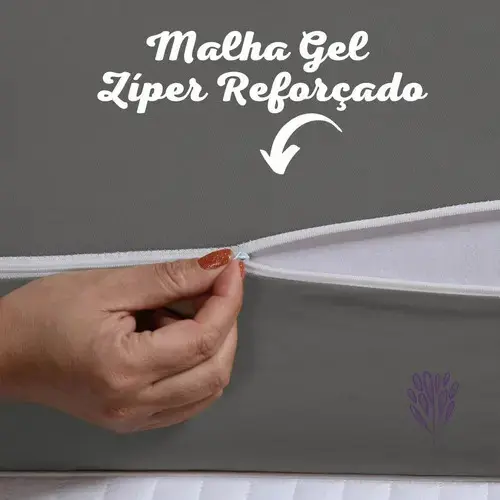 Capa Protetora para Colchão Casal com Zíper Malha Cinza Matex thumbnail 2