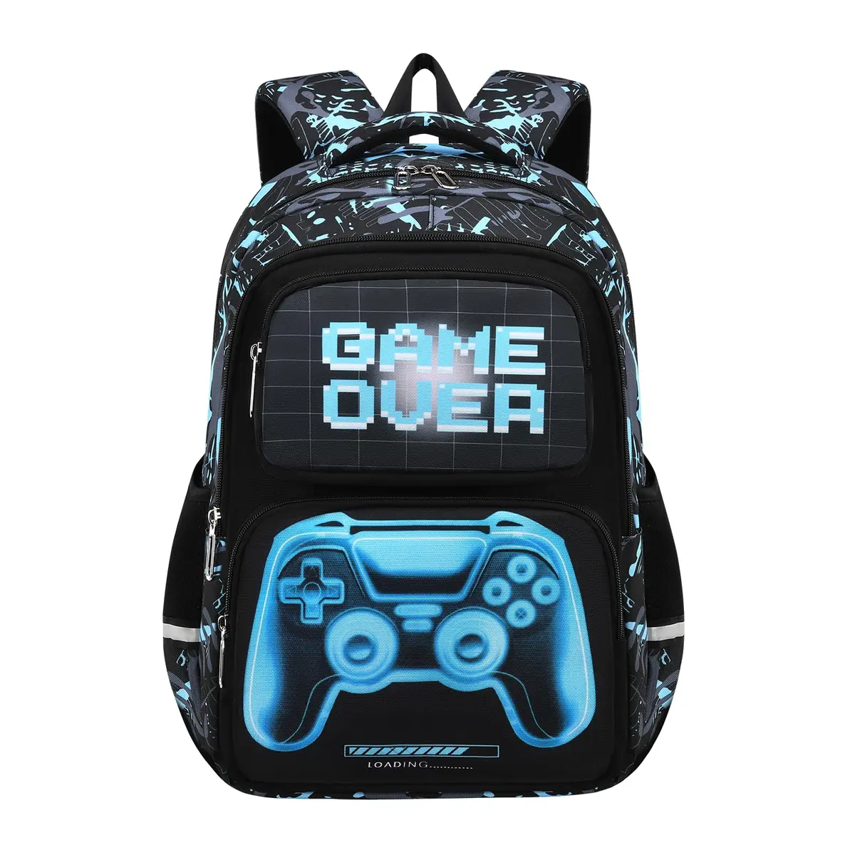 Mochila Escolar Gamer 3 Peças com Lancheira e Estojo | Kit 3 Peças, Estampa Game Over