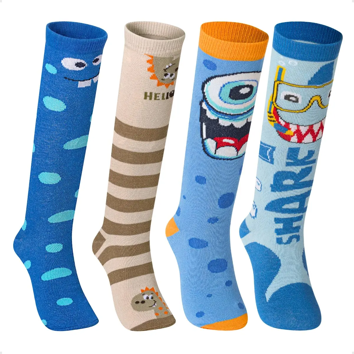 Kit 4 Pares Meia Infantil Cano Alto Estampa Divertida Tendência Engraçada Desenho