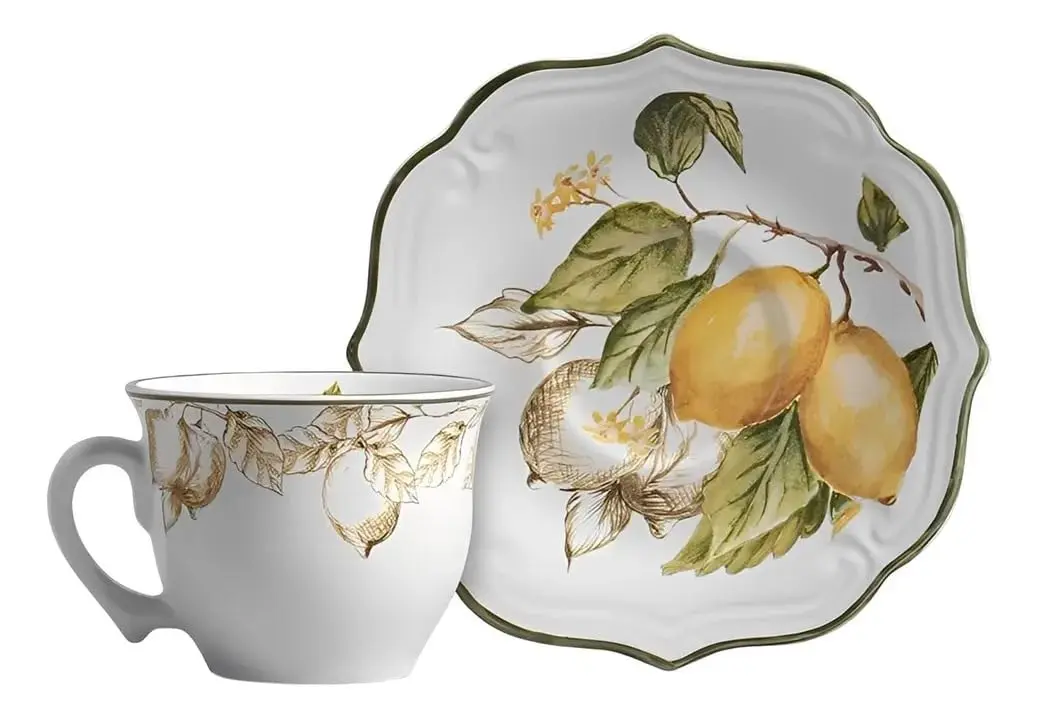 Conjunto 6 Xicaras Café C/Pires Toscana Scalla Ceramica