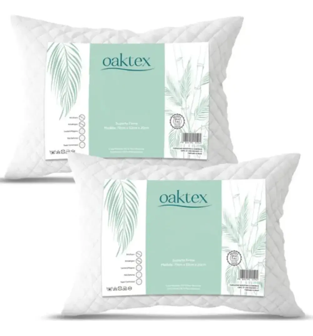 Kit C/2 Travesseiros Luxo Matelado Fibra Antialérgica 50x70 Branco - 1