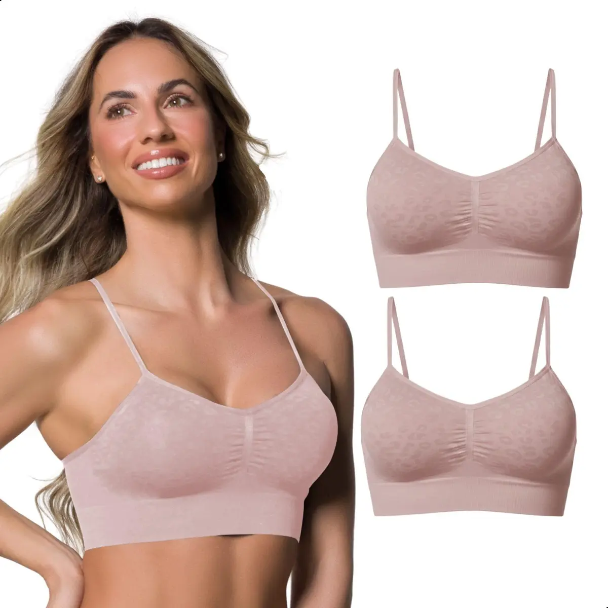 SELENE Kit 2 Top Sutiã Sem Bojo Sem Costura Microfibra Poliamida Feminino Adulto - 1