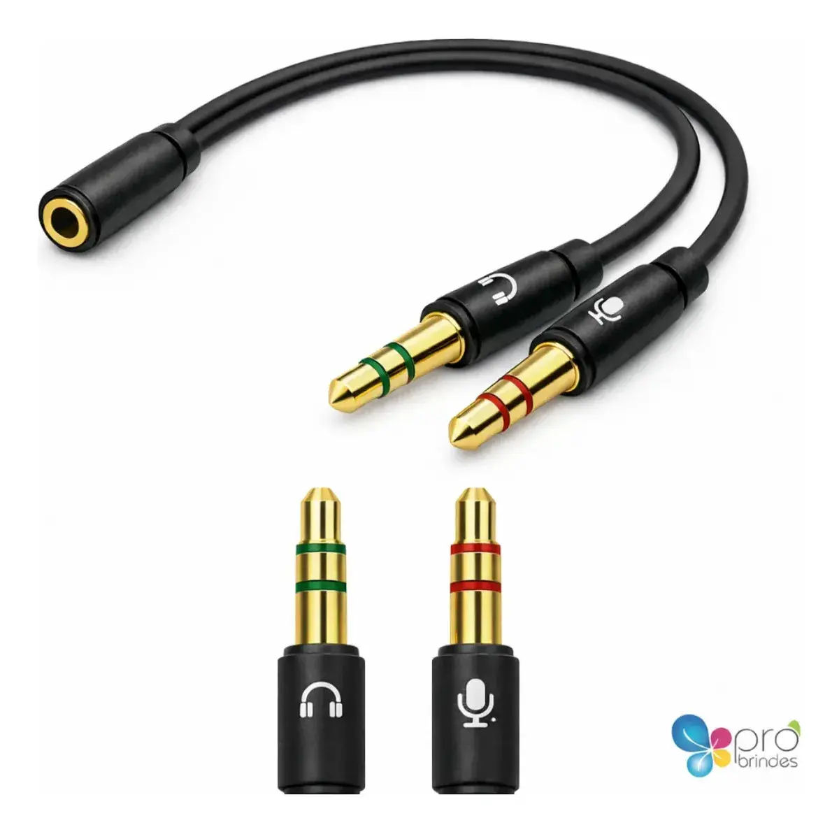 Cabo Adaptador P3(p2 Combo)p/ Fone E Microfone Headset 20cm Pro Brindes - 1