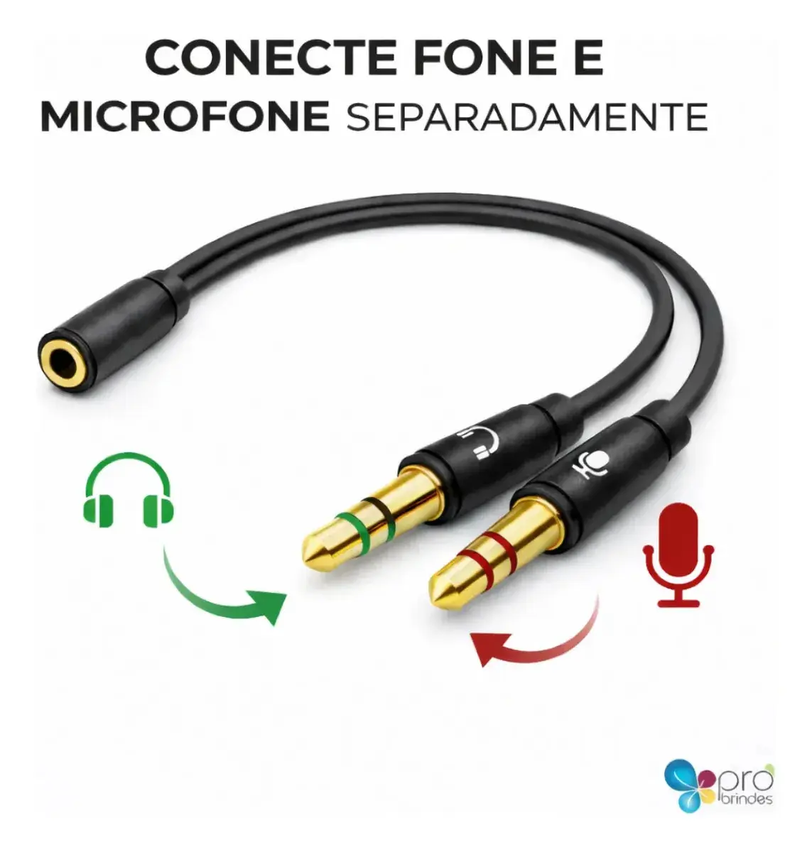 Cabo Adaptador P3(p2 Combo)p/ Fone E Microfone Headset 20cm Pro Brindes thumbnail 3