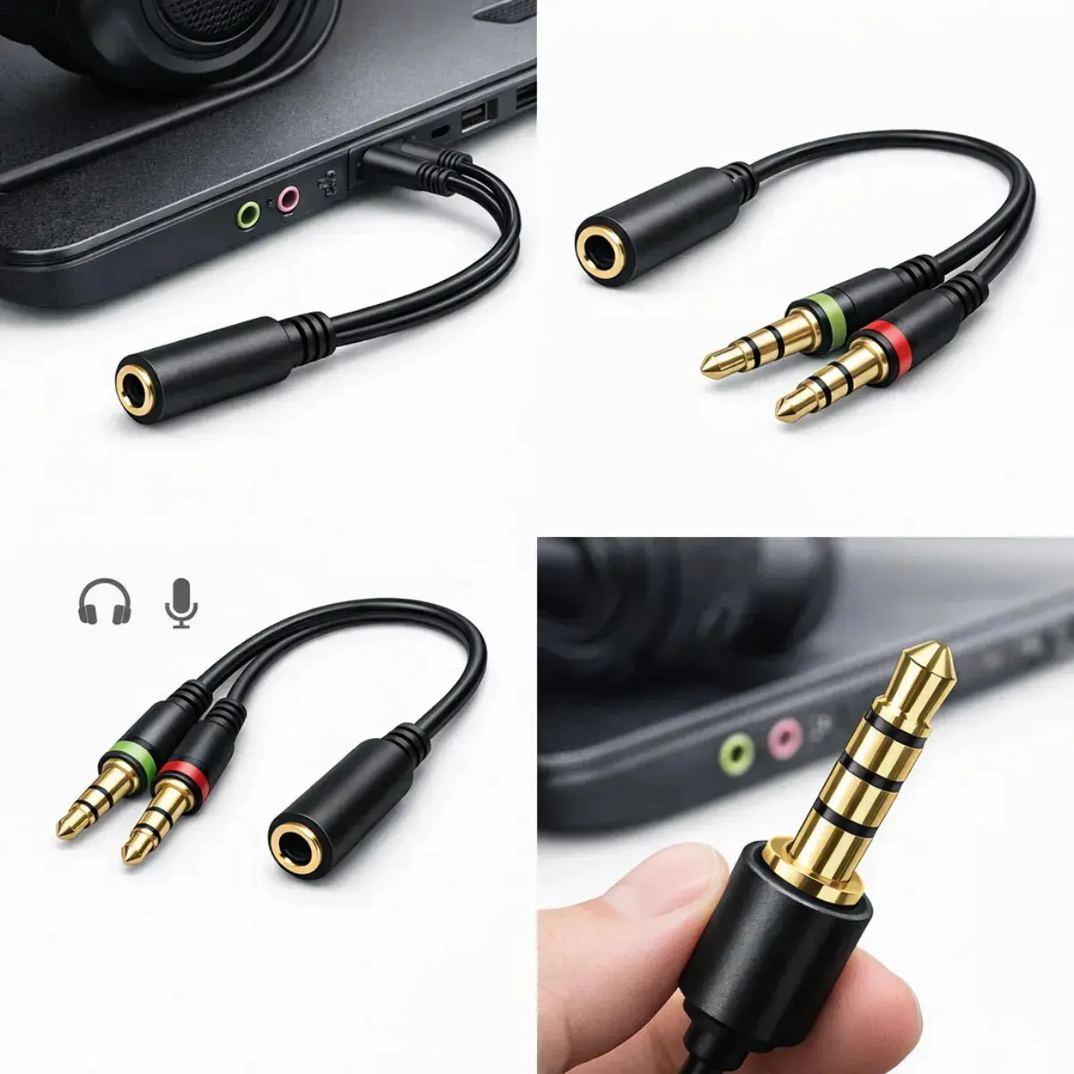 Cabo Adaptador P3(p2 Combo)p/ Fone E Microfone Headset 20cm Pro Brindes thumbnail 4