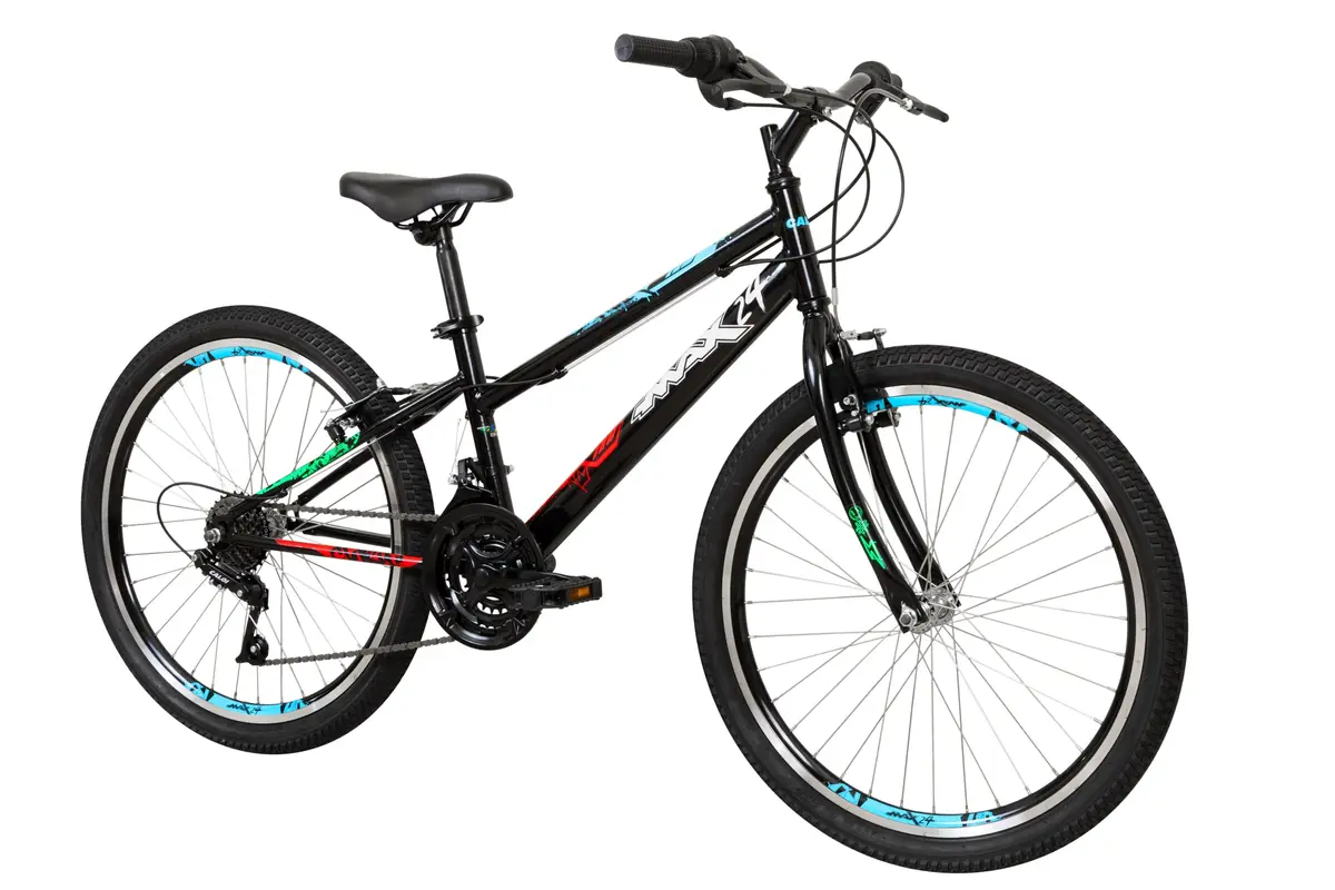 Bicicleta Caloi Max Aro 24, 21 Marchas, Grip Shift, Freio V-Brake, Aros de Alumínio Parede Dupla, Passeio e Lazer