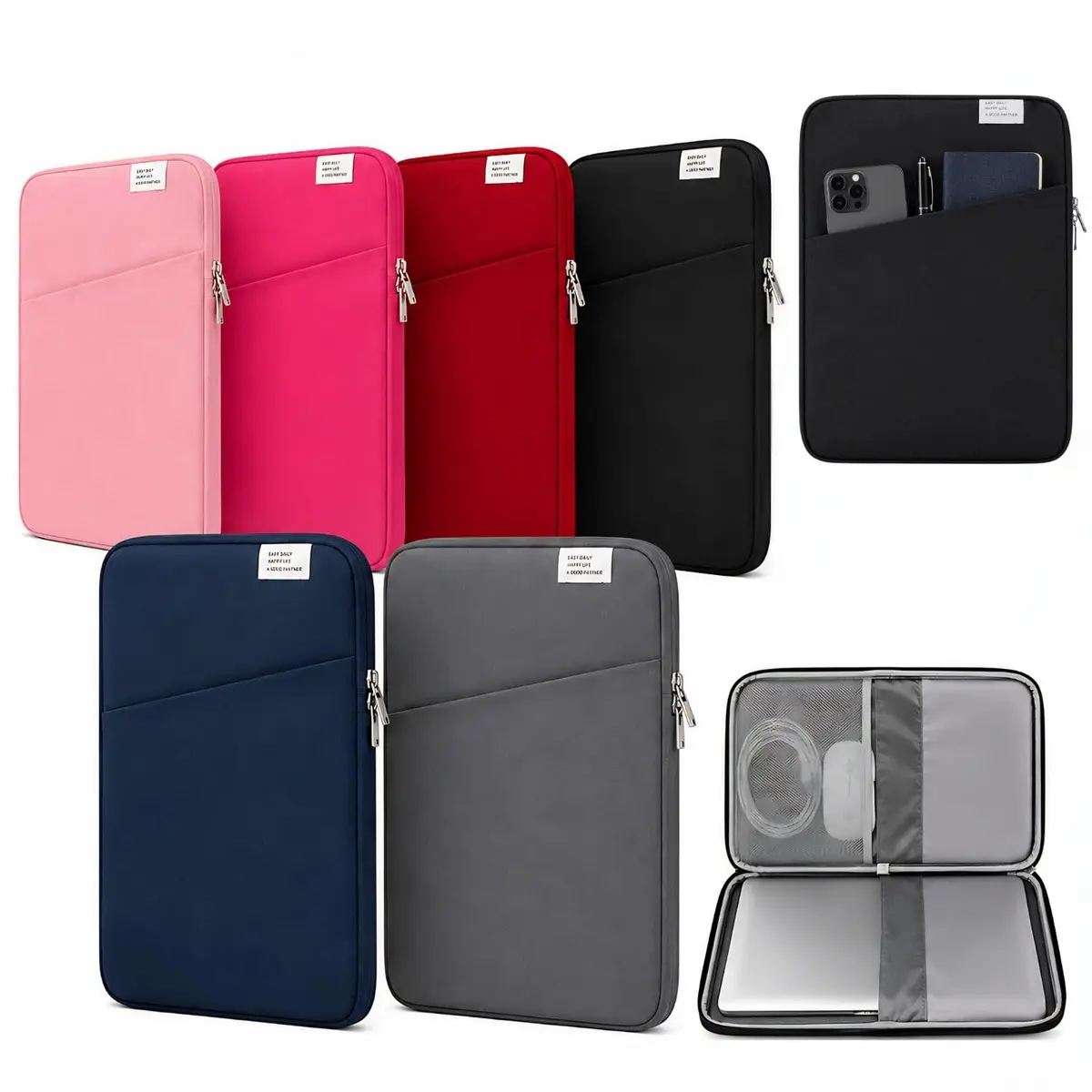 Pasta para Notebook 15,6” Slim | Capa Protetora com Zíper Resistente | Leve, Antirrisco e Portátil | Ideal para Trabalho, Faculdade e Viagem | Compartimentos para Celular e Tablet (Cinza)
