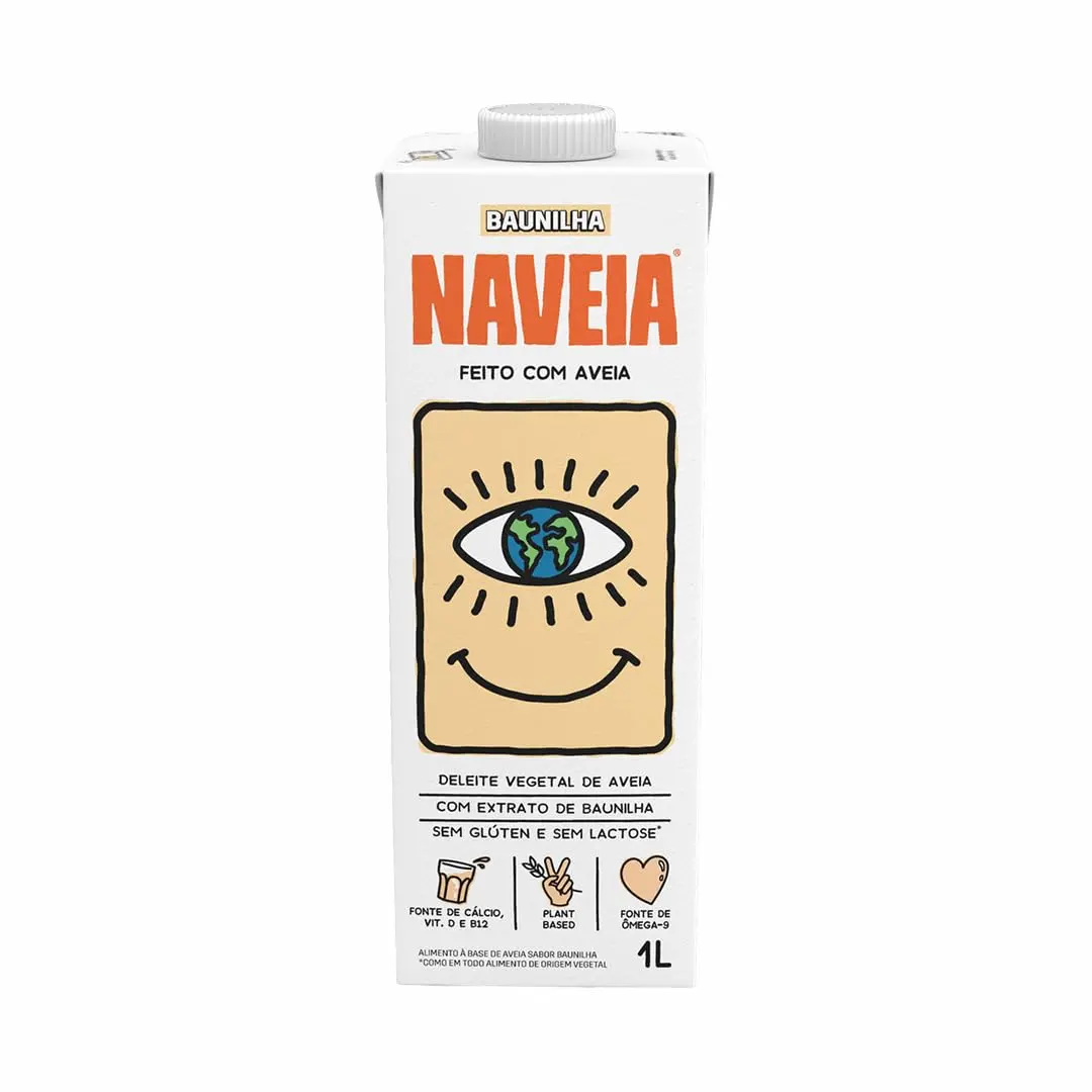 Leite Vegetal de Aveia Naveia Baunilha,1L, Vegano, Sem Lactose | Extrato de baunilha, Fonte de cálcio, Vitaminas D e B12, Sem açúcar adicionado, Para bebidas e receitas
