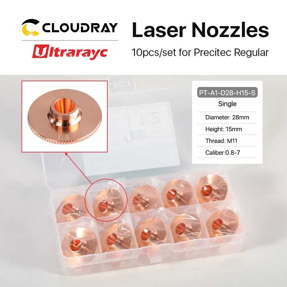 Ultrarayc 10 pçs/set Bico Laser Único Duplo Camadas Cromadas D28 Calibre 0.8-6.0mm para Precitec WSX Cabeça de Corte de Fibra