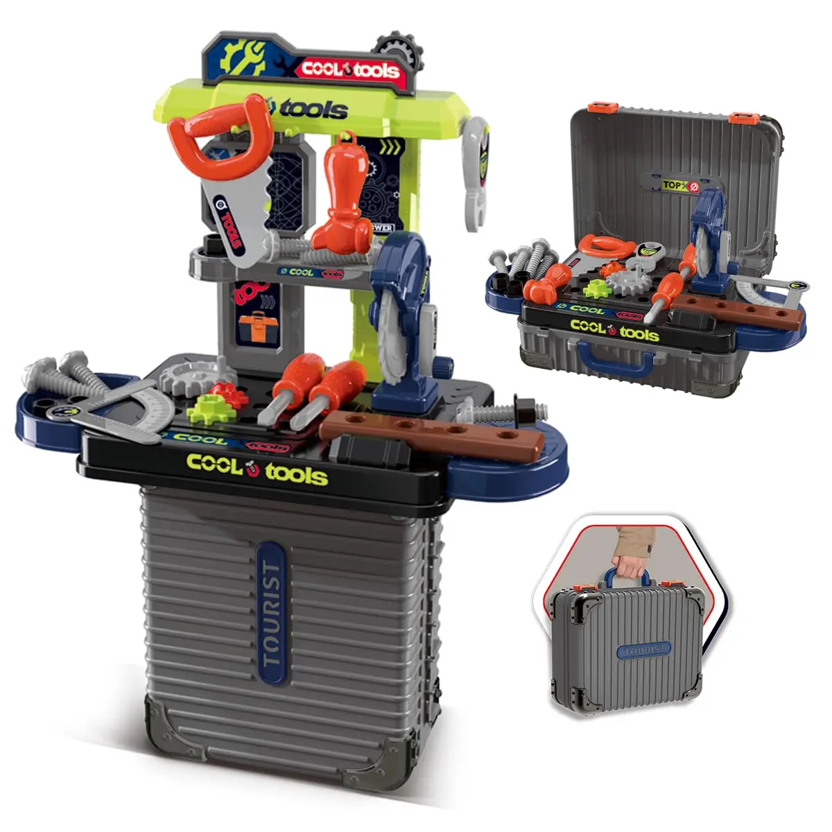 Bancada de Ferramentas Infantil 3 em 1 Maleta 31pç Maxi Toys - 1