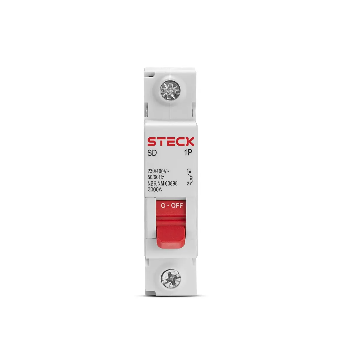 Steck, Disjuntor Termomagnético 3kA, 63A 1P, Curva C, Monopolar, Gelo, SDD61C63