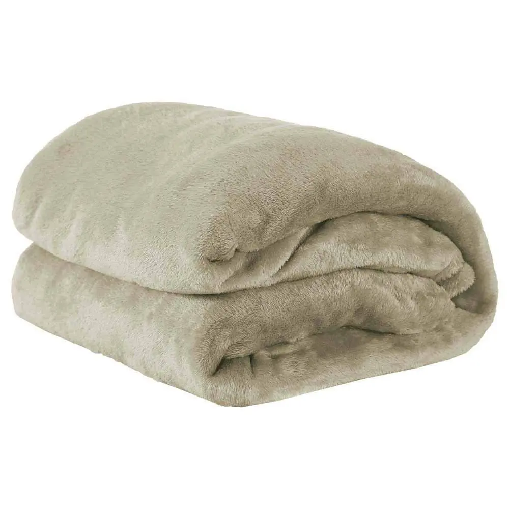 Cobertor Queen Manta Microfibra Fleece 01 Peça (Toque Aveludado) - Caqui | Manta ultramacia com Acabamento em bainha nos 04 lados - 1