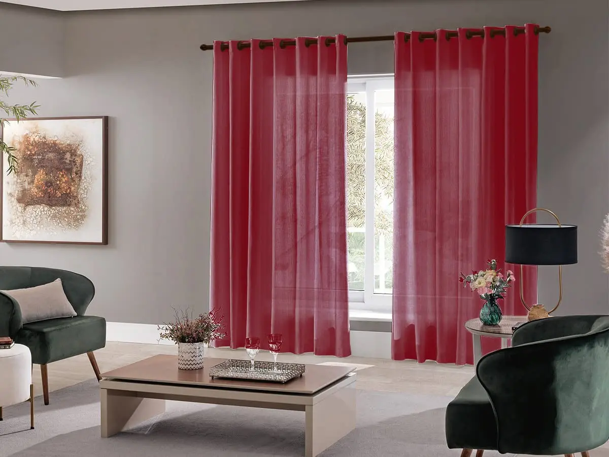 Cortina Roma Para Sala e Quarto 4,00 x 2,50 Admirare Cor:Vermelha