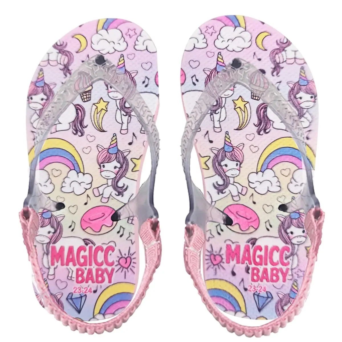 Chinelo Menina Bebê Sandália Unicórnio Arco-Íris Magicc Baby