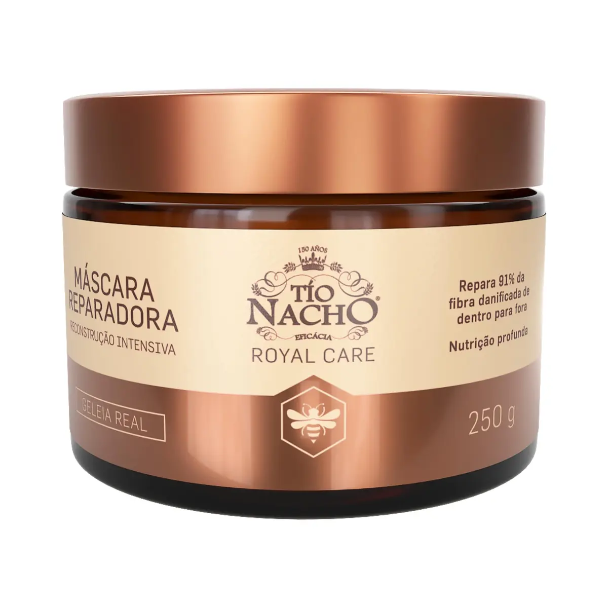 Tío Nacho Royal Care Máscara Reparadora 250ml - Geleia Real e Queratina | Geleia Real, Queratina Hidrolisada, Pantenol, Reconstrução Intensiva, Nutrição Profunda