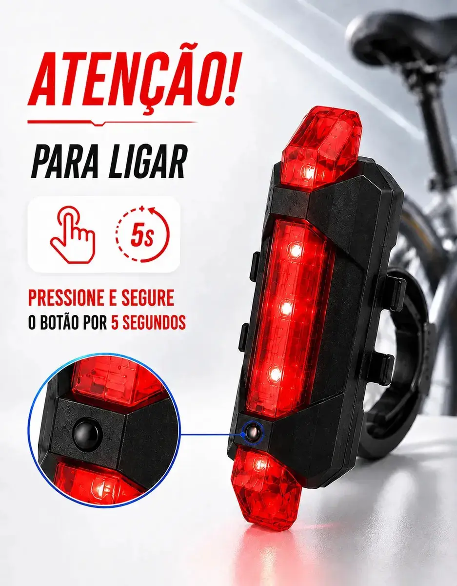 Kit Farol e Lanterna Premium Para Bicicleta Potente Recarregável Led Bike Ciclismo USB 400 Lúmens À Prova D'Água Blackbom thumbnail 2
